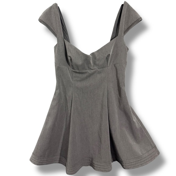 House of CB Dresses & Skirts - House of CB Cheri French Grey Fitted Mini Dress - Lace Up Back Fit Flare  L+